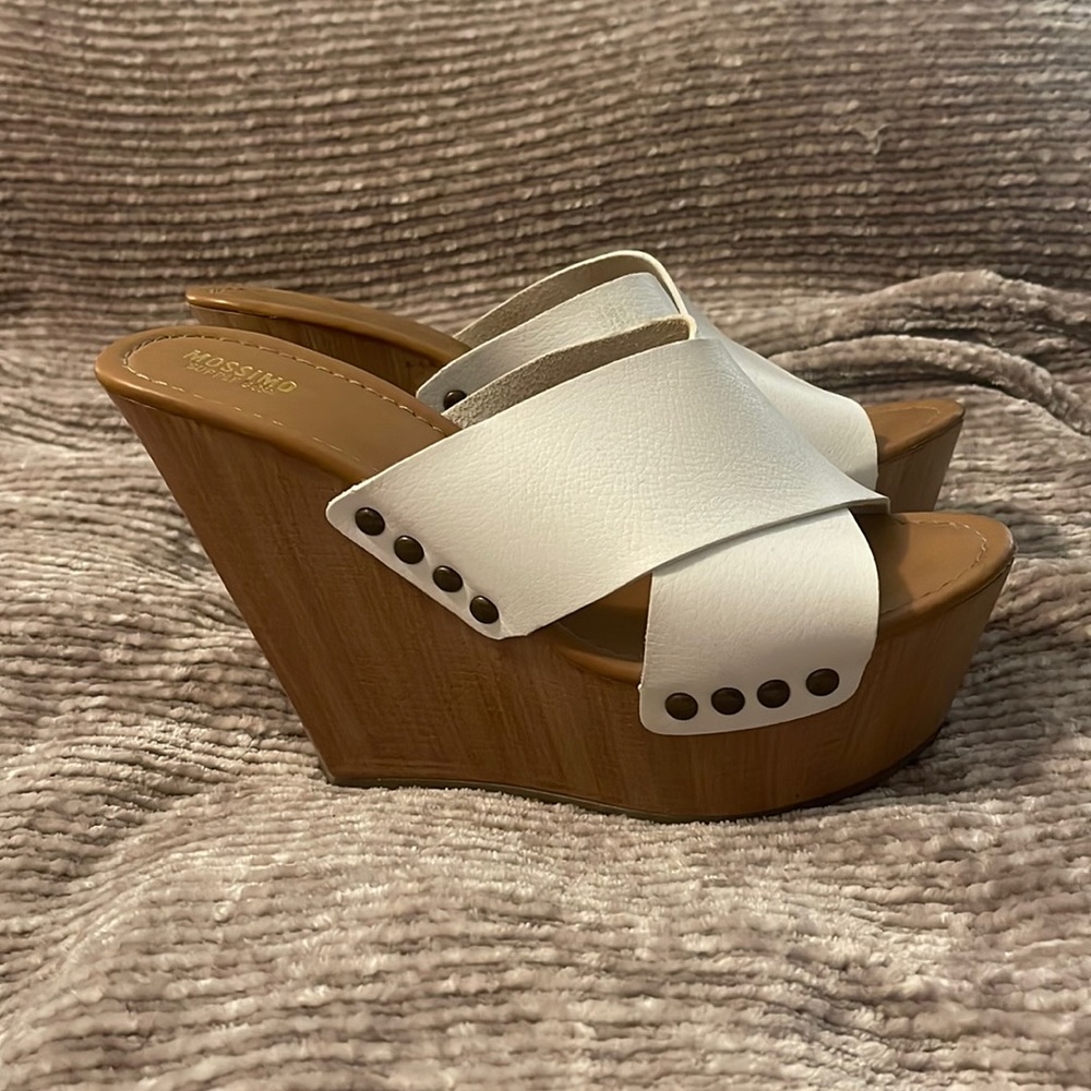 White wedge sandals